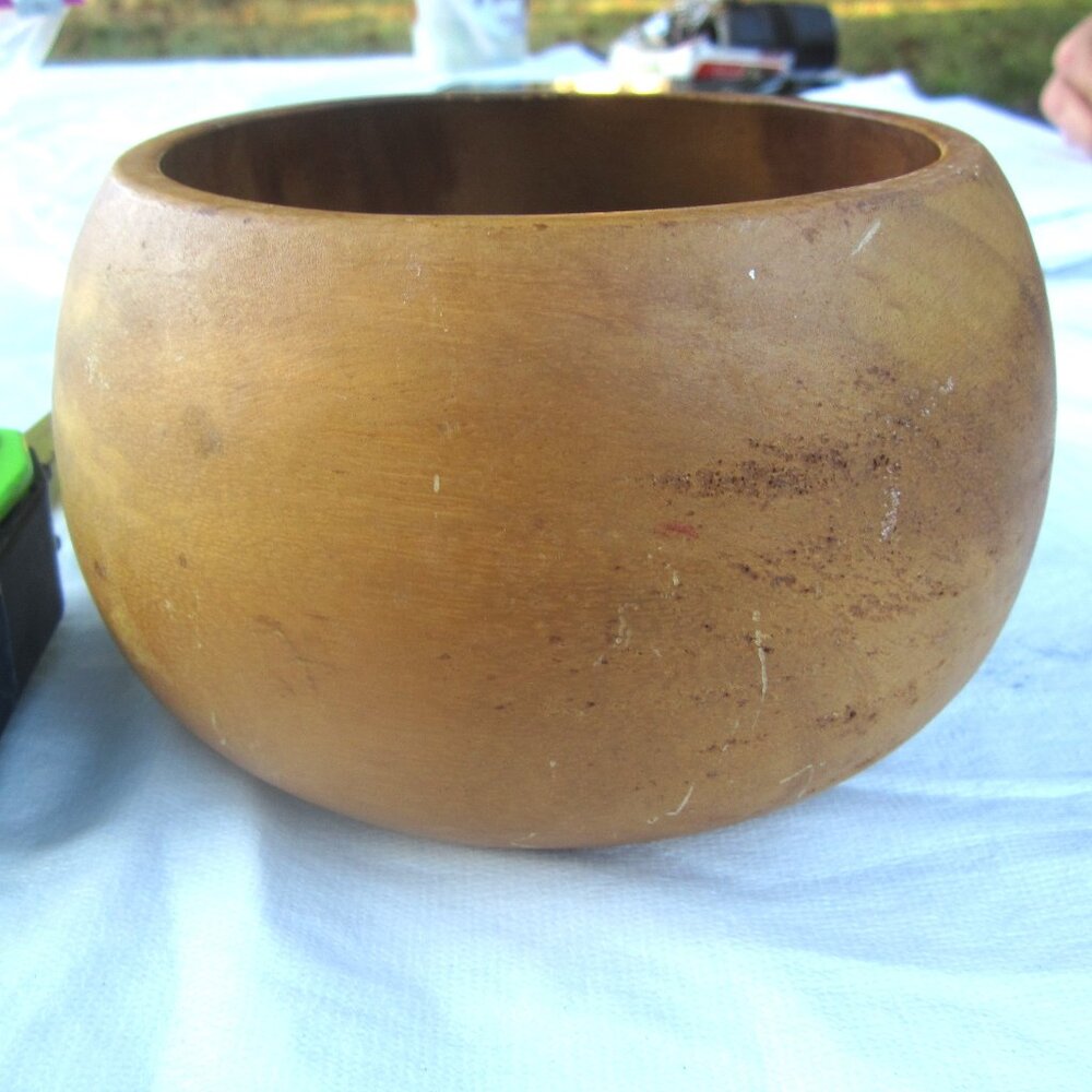 VTG ROUND BOWL, GREAT WOODGRAIN COLORING